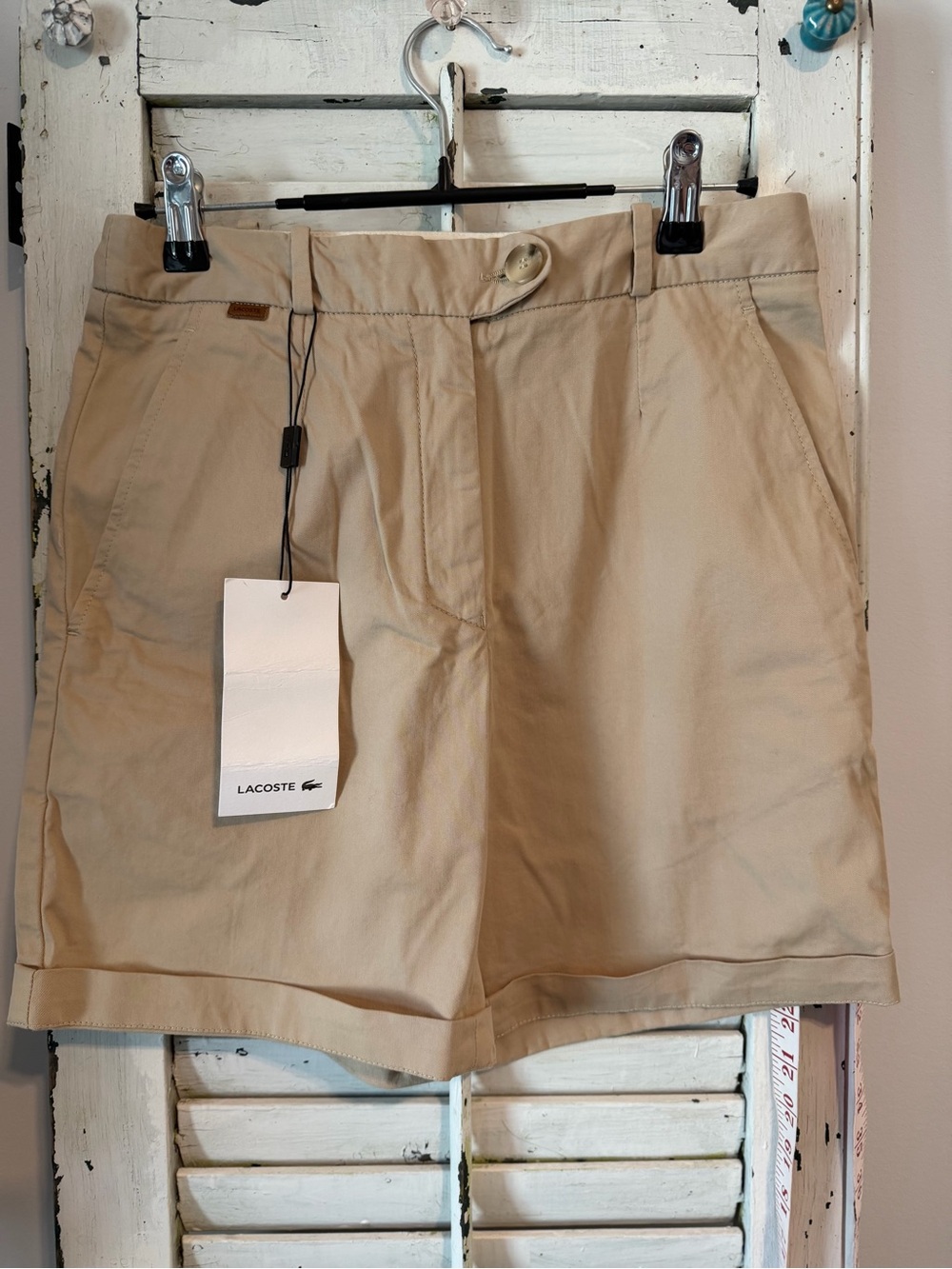 LACOSTE Cotton Chino Shorts Tailored with Rolled Hem Preppy Collegiate 90’s